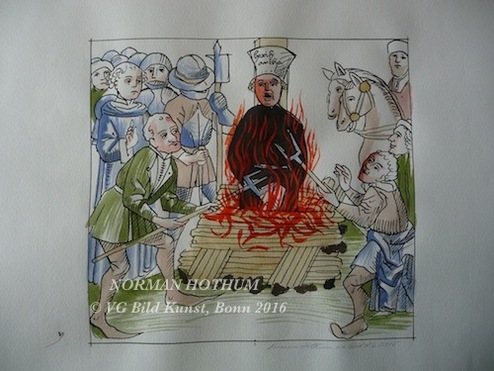 Norman Hothum, medieval style illustrations, Jan Hus, Konstanz, Konzil, 1415